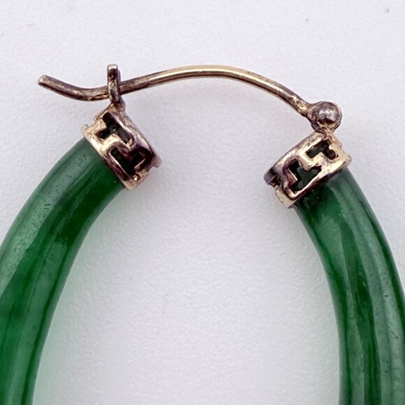 Vintage Jade and Peridot Hoop Earrings in Gold Washed Sterling Silver - Picture 10 of 10